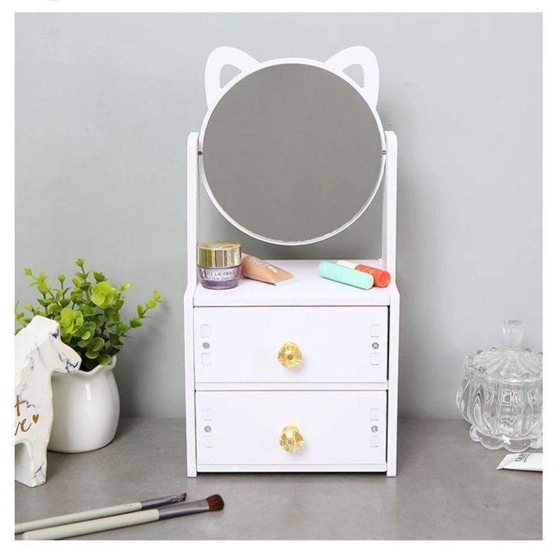 GENERICO - ORGANIZADOR MAQUILLAJE ESPEJO GATITO