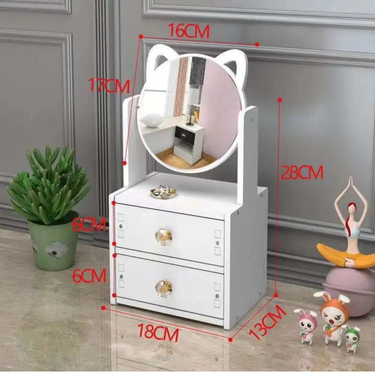 GENERICO - ORGANIZADOR MAQUILLAJE ESPEJO GATITO