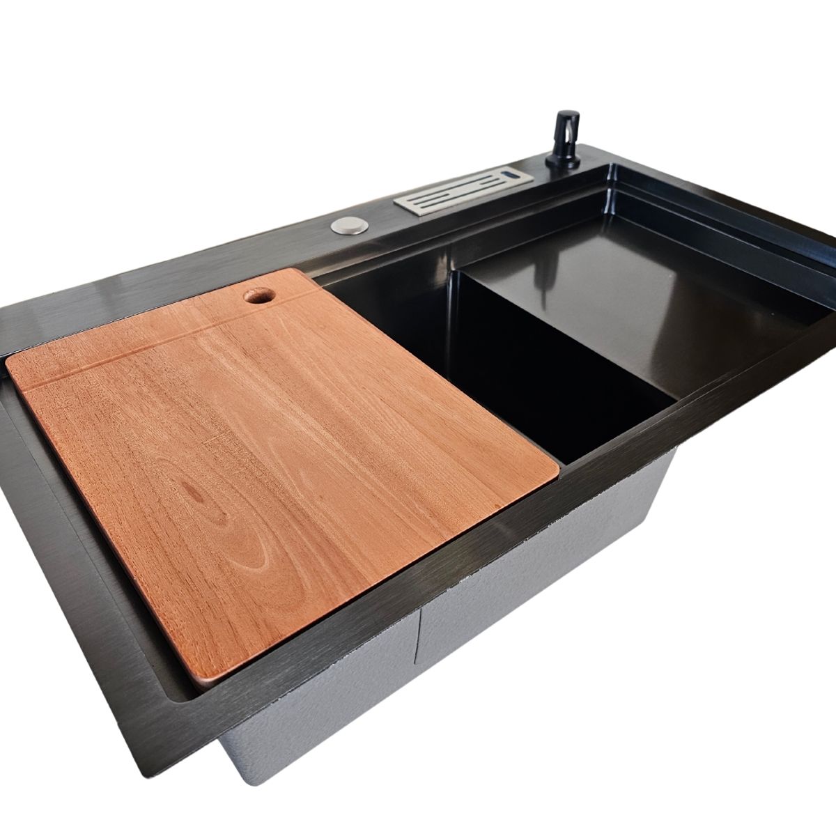 MODERN SPACE - Lavaplatos 78x46 Cm Negro + Accesorios Y Dispensador