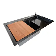 MODERN SPACE - Lavaplatos 78x46 Cm Negro + Accesorios Y Dispensador