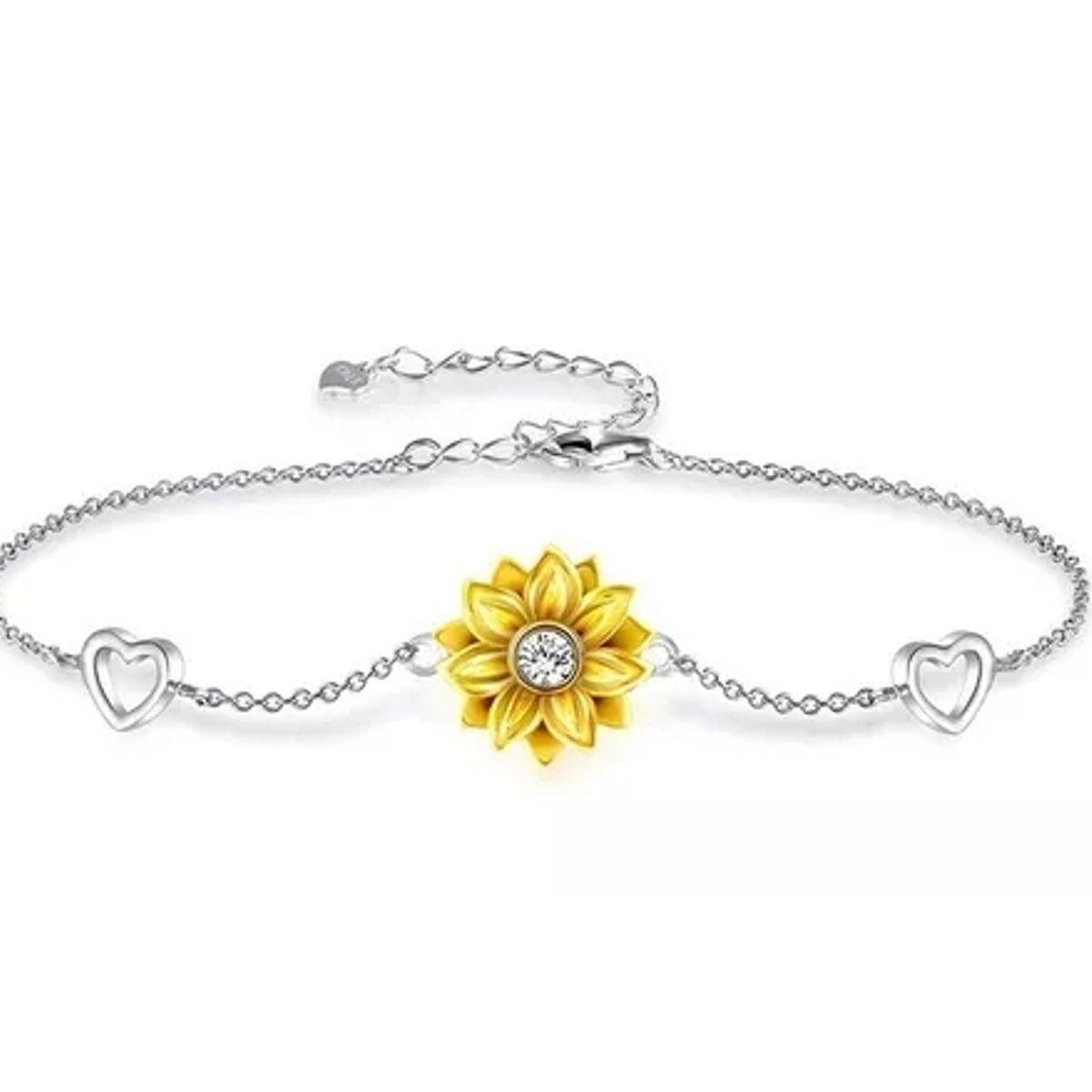 GENERICO - Pulsera Girasol Plata 925 Corazón Mujer Joya Regalo