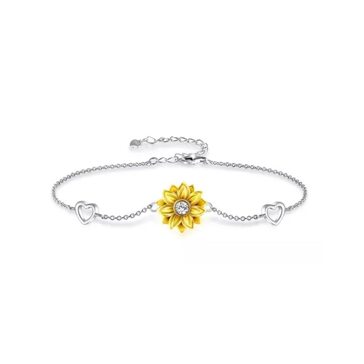 GENERICO - Pulsera Girasol Plata 925 Corazón Mujer Joya Regalo