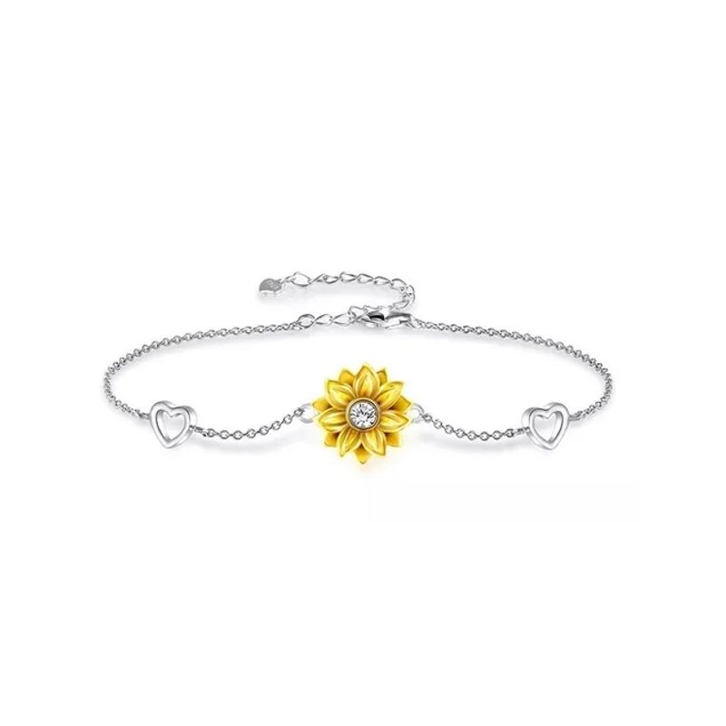 GENERICO - Pulsera Girasol Plata 925 Corazón Mujer Joya Regalo