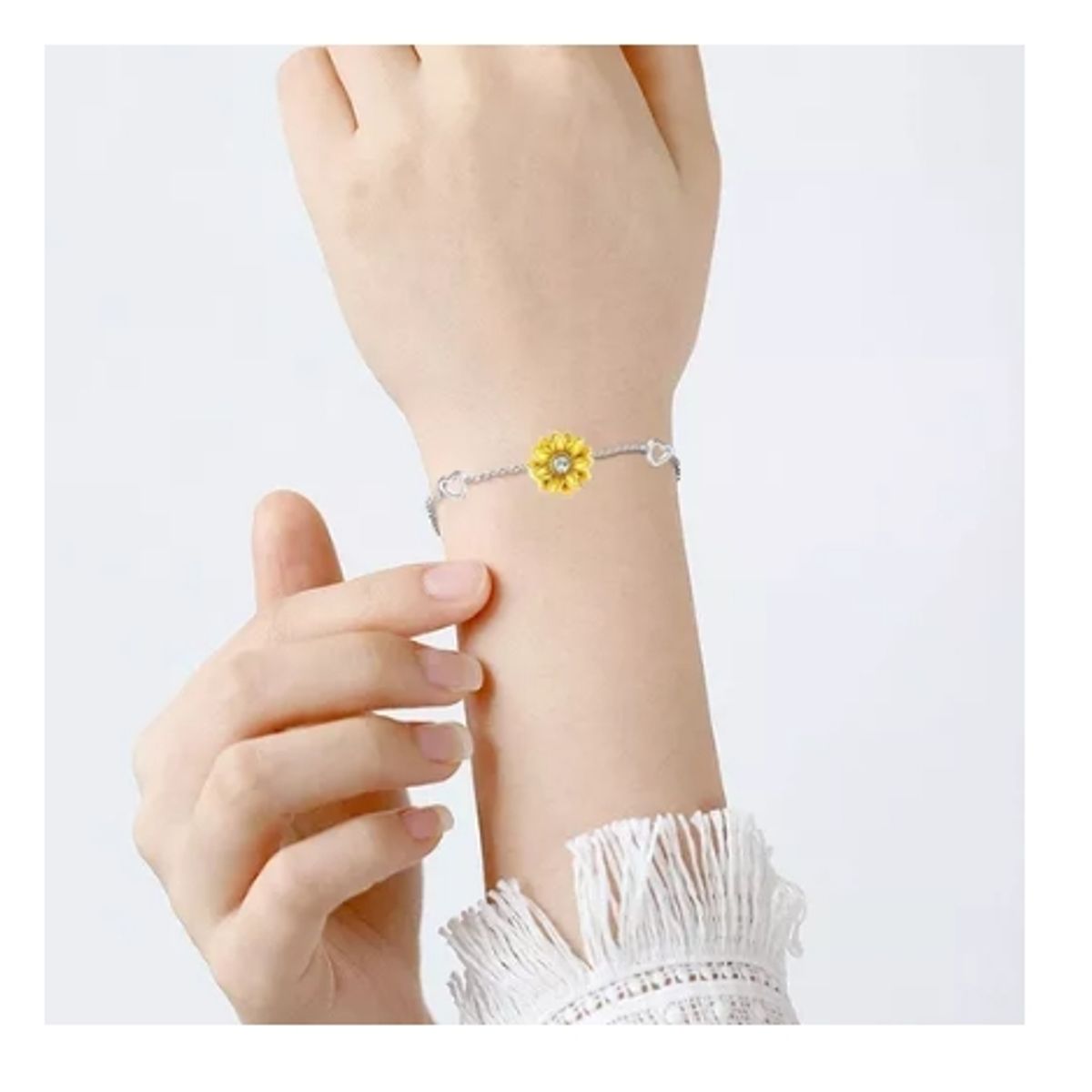 GENERICO - Pulsera Girasol Plata 925 Corazón Mujer Joya Regalo