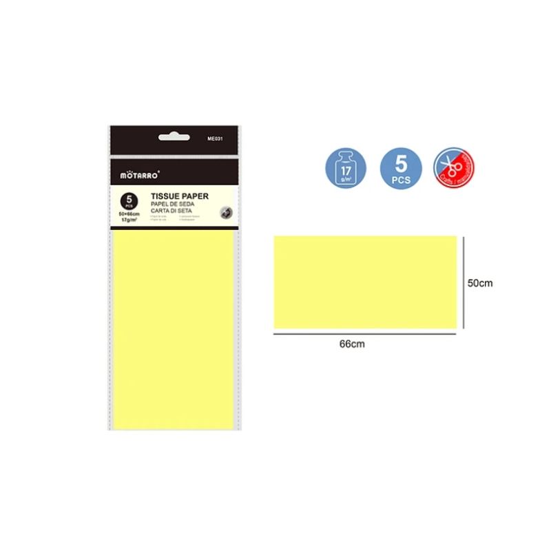 GENERICO - Papel De Seda Amarillo 5 Pcs