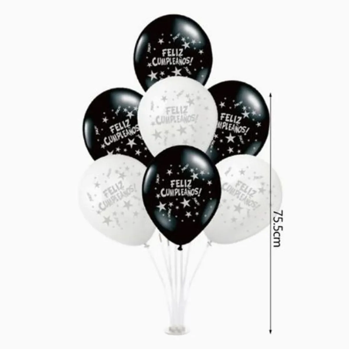 GENERICO - Set De 8 Unidades Globo Blanco Y Negro 75 Cm