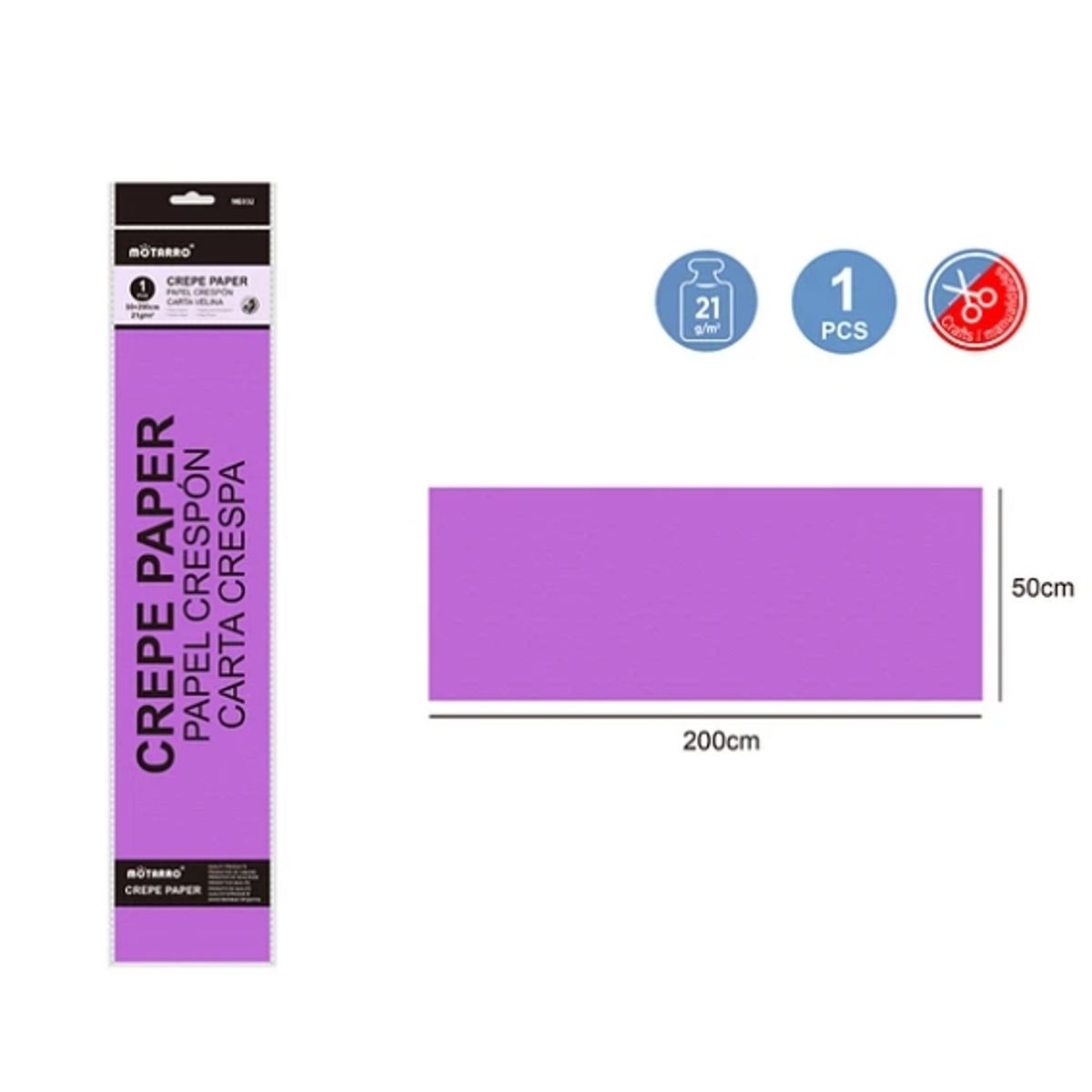 GENERICO - Papel Crepé Morado 200X50Cm