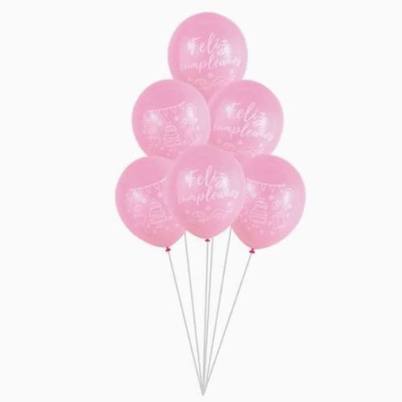 GENERICO - Set De Globo Color Rosa 6 Unidades 30 Cm