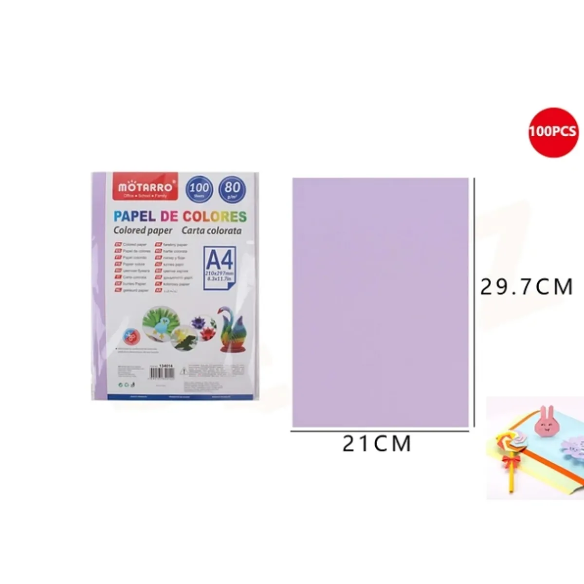 GENERICO - Papel De Colores Lila 100 Hojas A4 80G