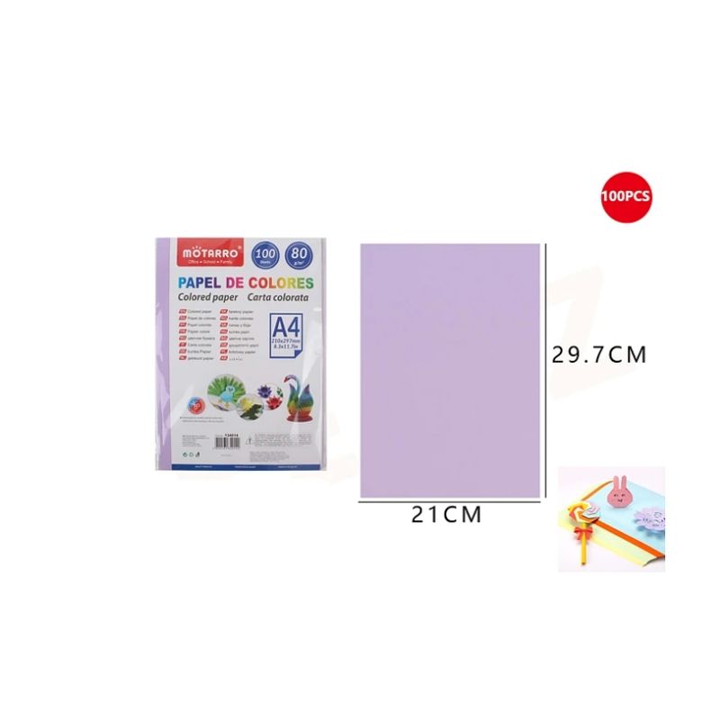 GENERICO - Papel De Colores Lila 100 Hojas A4 80G