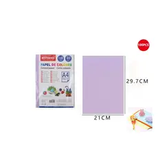 GENERICO - Papel De Colores Lila 100 Hojas A4 80G