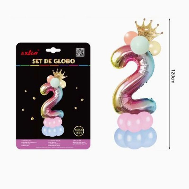 GENERICO - Globo Latex Numero 2 120 Cm Multicolor