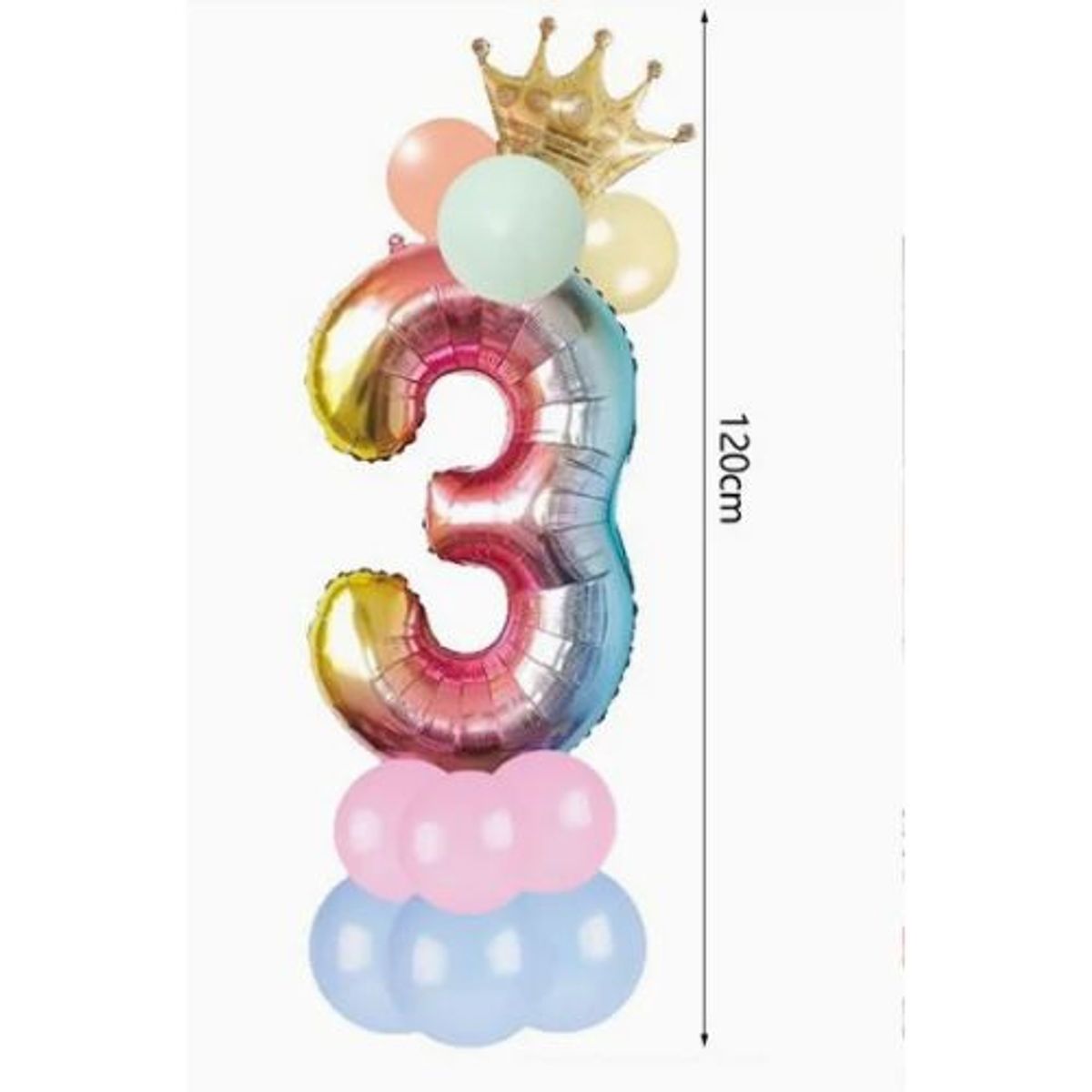 GENERICO - Globo Latex Numero 3 120 Cm Multicolor