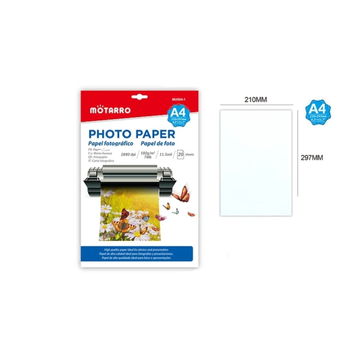 GENERICO - Papel Fotográfico 180 G A4 20 Pcs