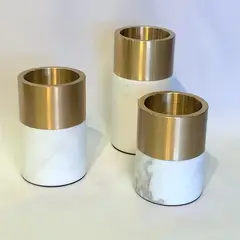 GENERICO - TRIO DE JARRONES MARMOL BRONCE