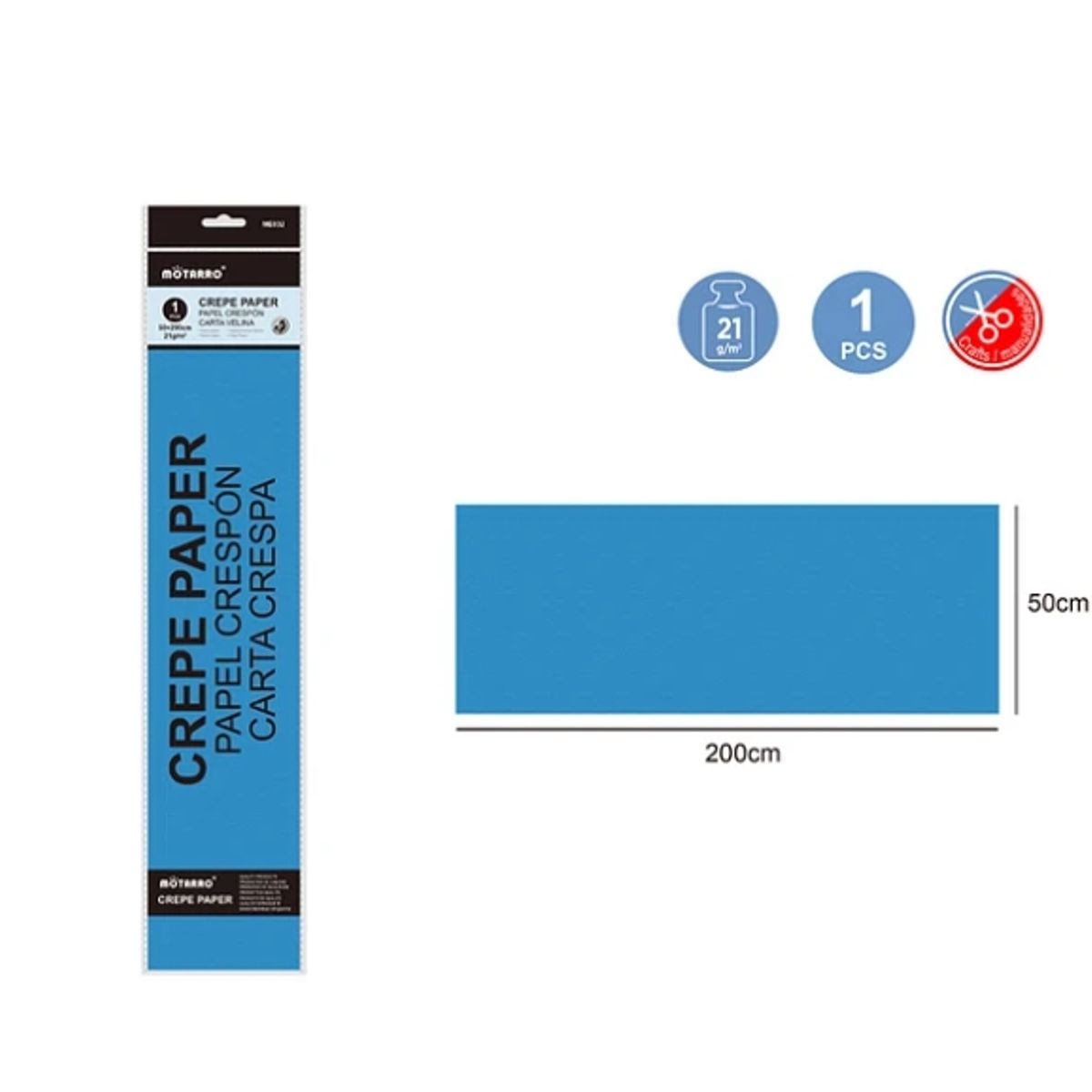 GENERICO - Papel Crepé Azul 200X50Cm