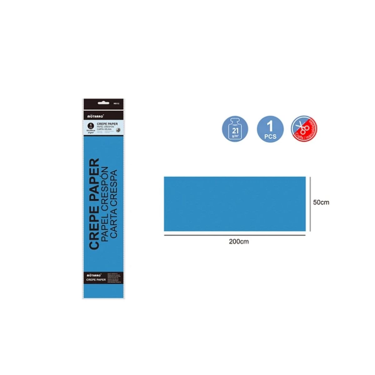 GENERICO - Papel Crepé Azul 200X50Cm