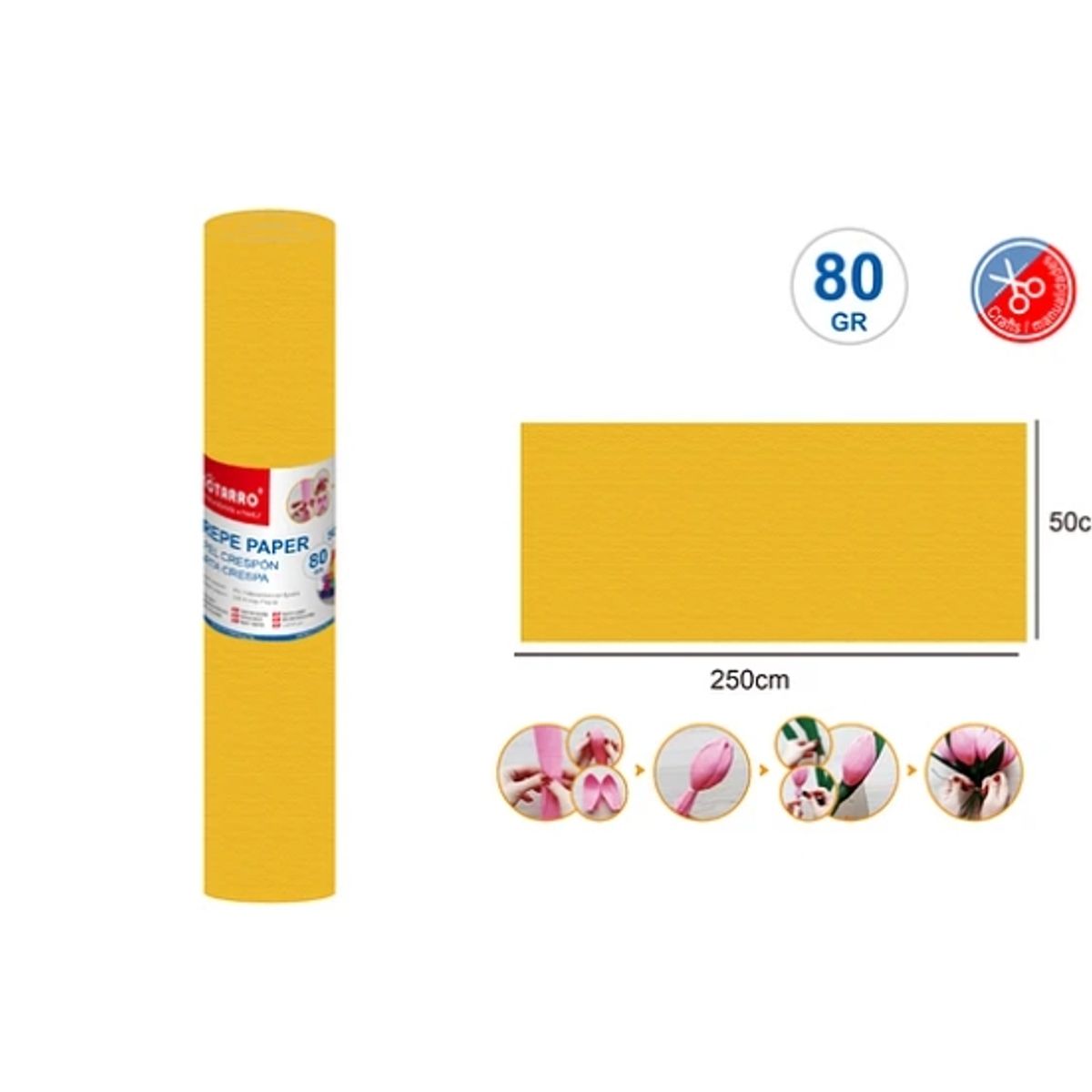 GENERICO - Papel Crepé Mostaza 50250 Cm 80g