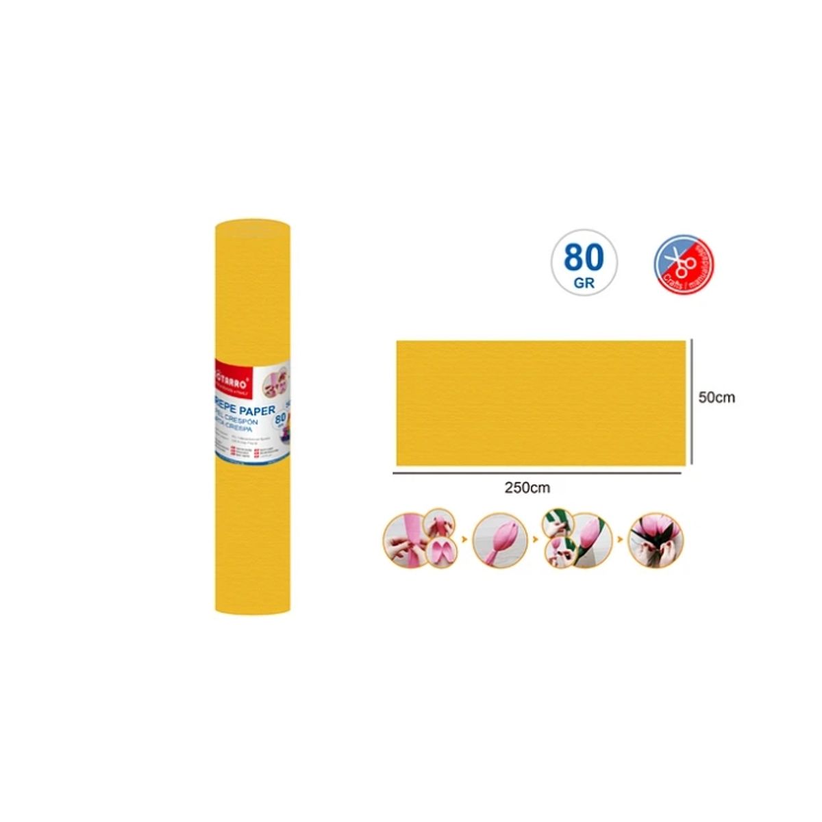 GENERICO - Papel Crepé Mostaza 50250 Cm 80g