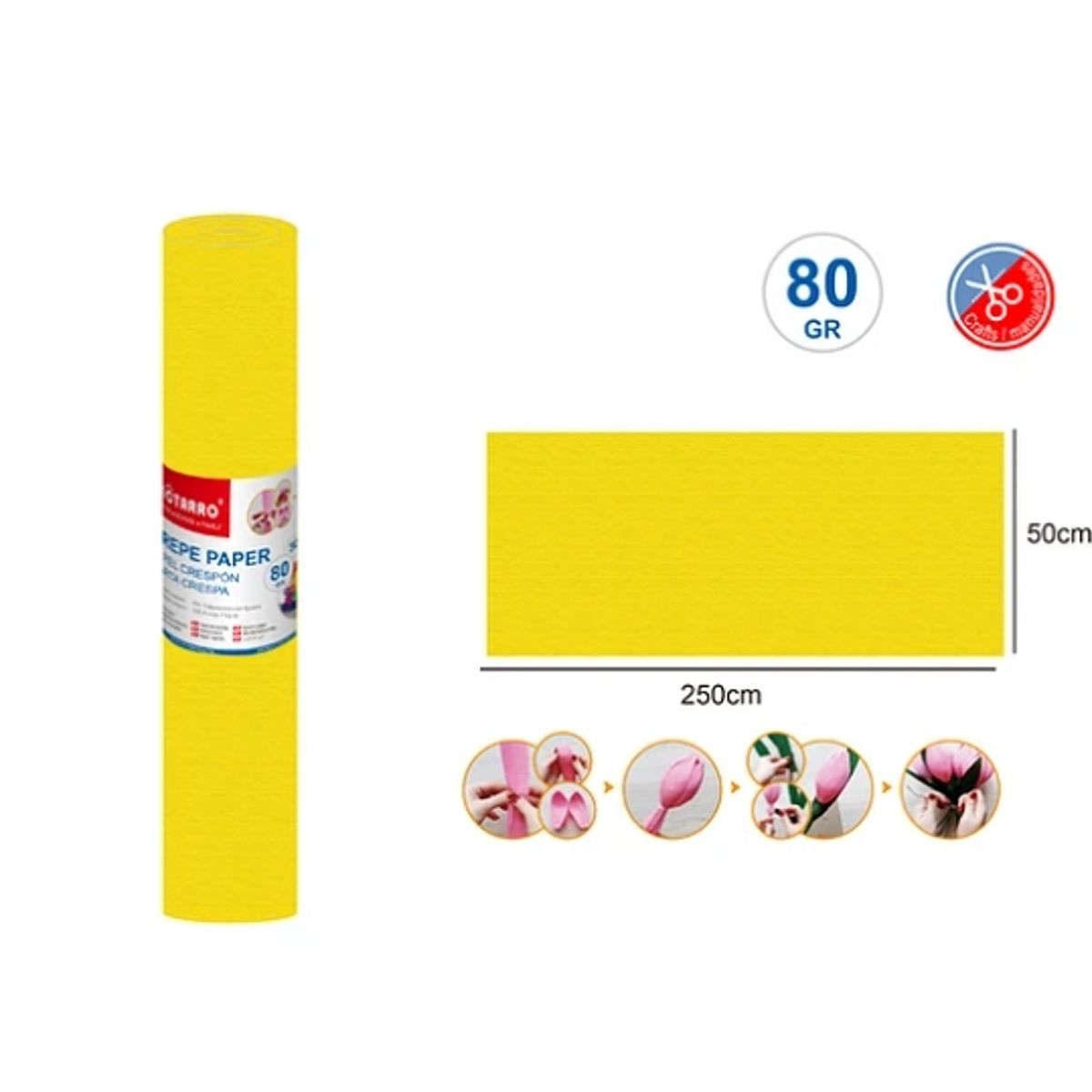 GENERICO - Papel Crepé Amarillo 50250 Cm 80g