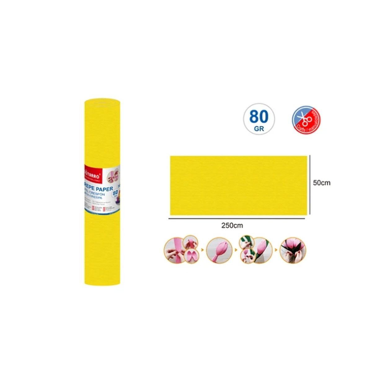 GENERICO - Papel Crepé Amarillo 50250 Cm 80g