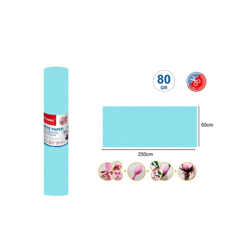 GENERICO - Papel Crepé Agua Marina 50250 Cm 80G