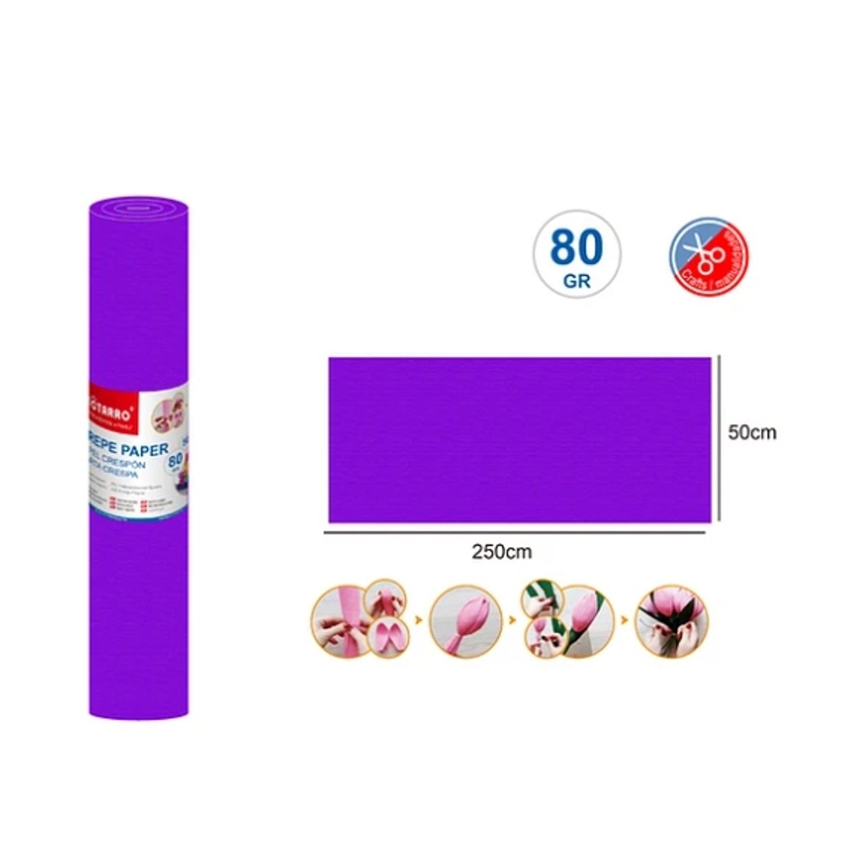 GENERICO - Papel Crepé Morado 50250 Cm 80G