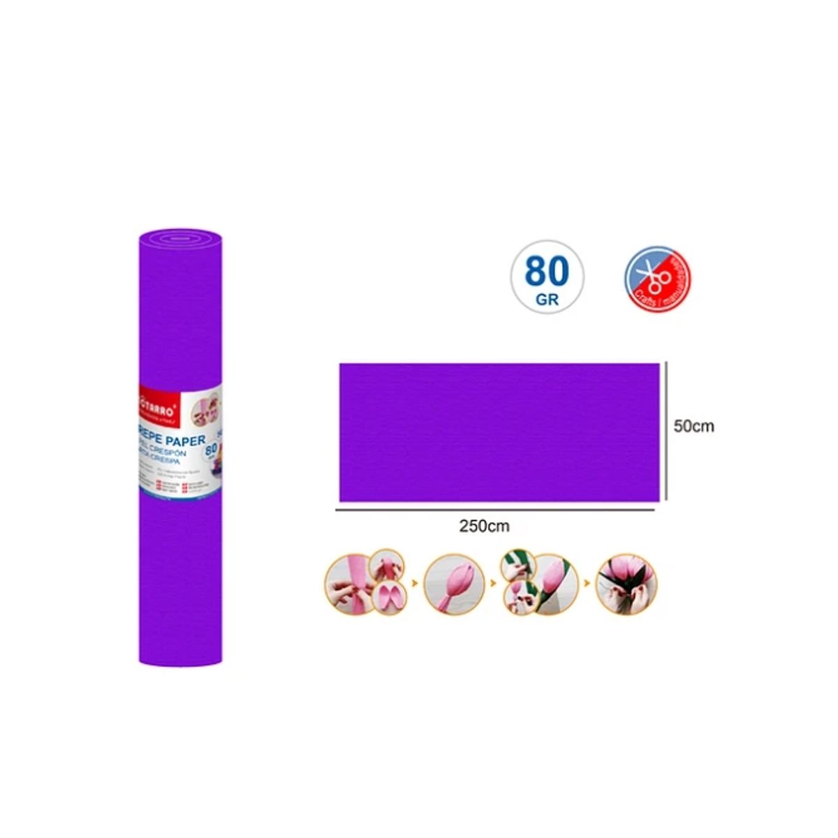 GENERICO - Papel Crepé Morado 50250 Cm 80G