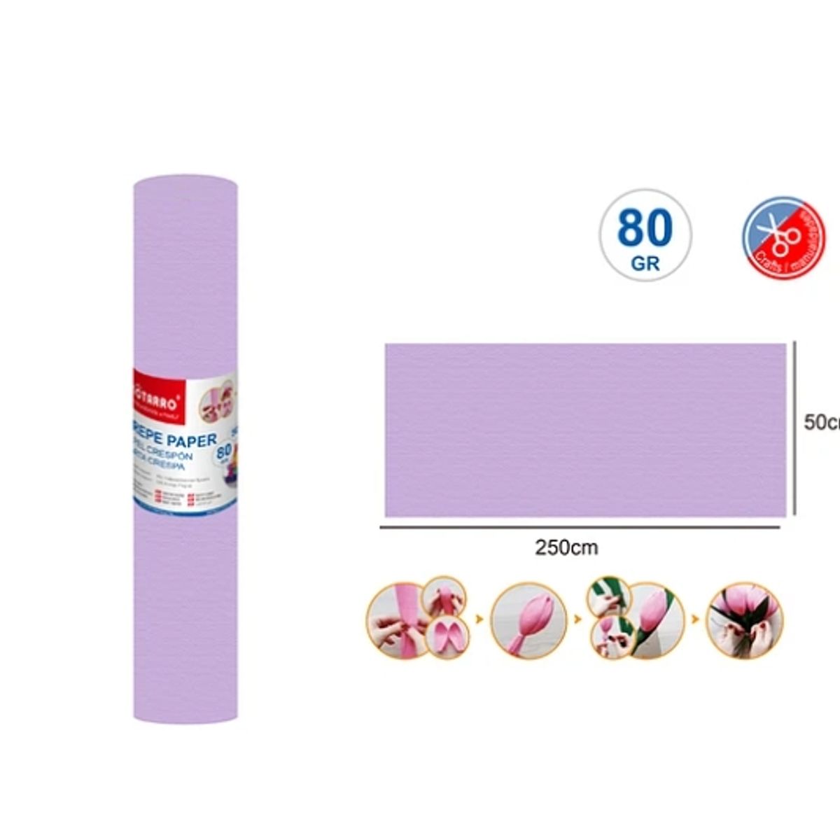 GENERICO - Papel Crepé Lila 50250 Cm 80G