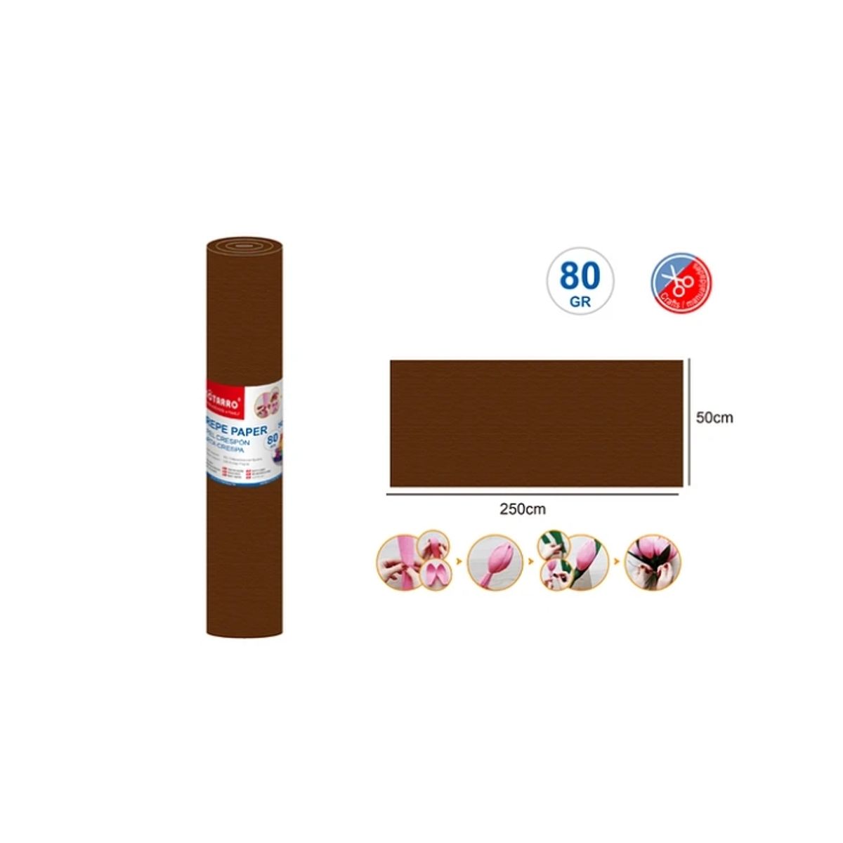 GENERICO - Papel Crepé Café 50250 Cm 80G