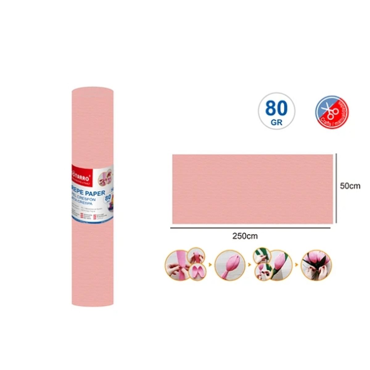 GENERICO - Papel Crepé Palo Rosado 50250 Cm 80G