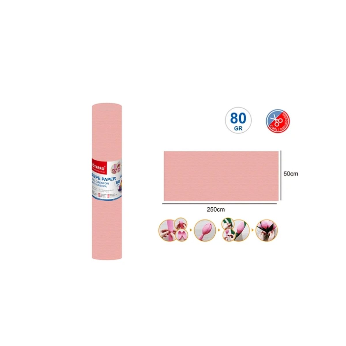 GENERICO - Papel Crepé Palo Rosado 50250 Cm 80G