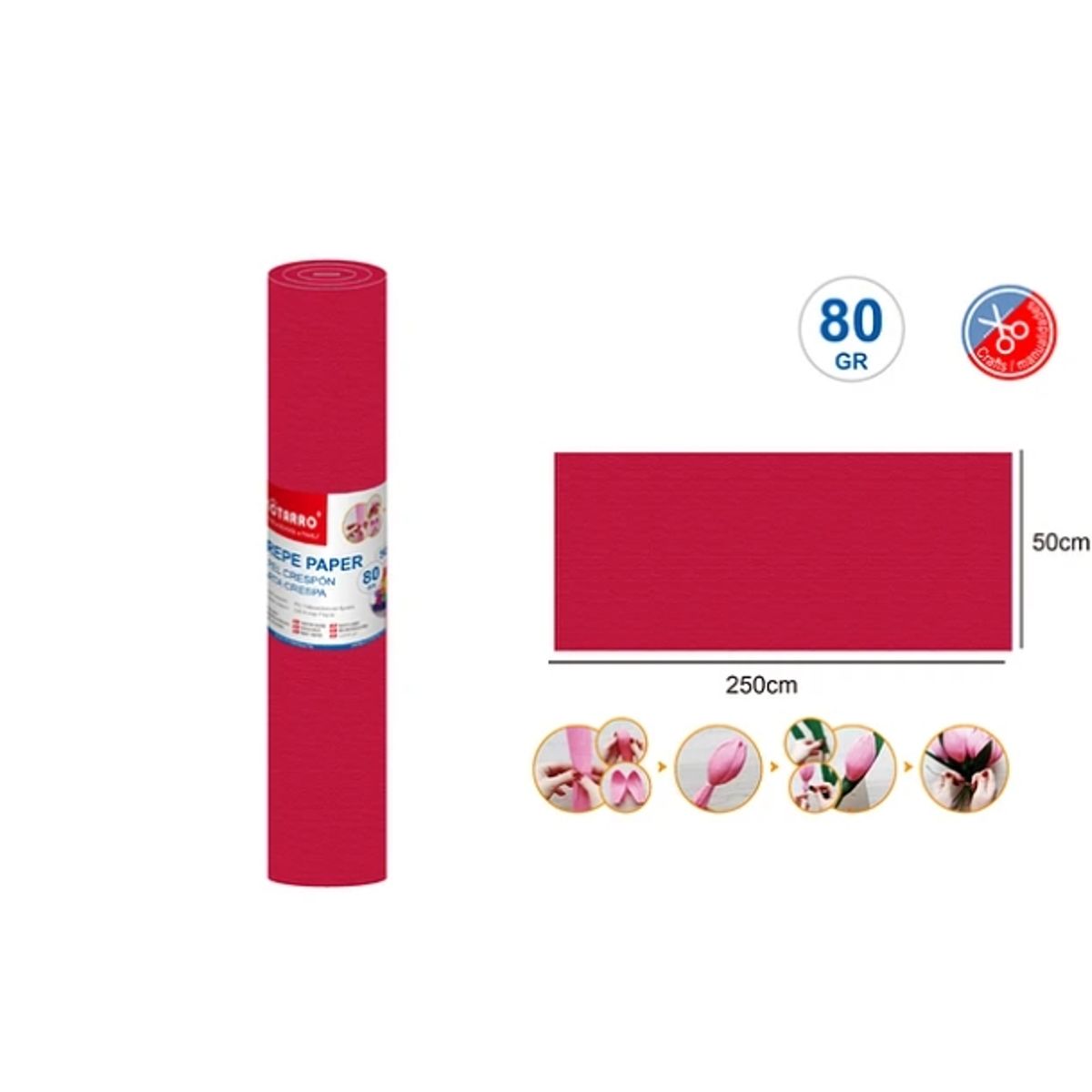 GENERICO - Papel Crepé Rojo Cereza 50250 Cm 80G