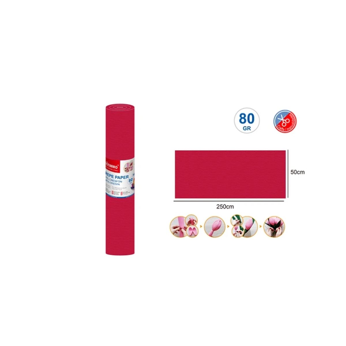 GENERICO - Papel Crepé Rojo Cereza 50250 Cm 80G