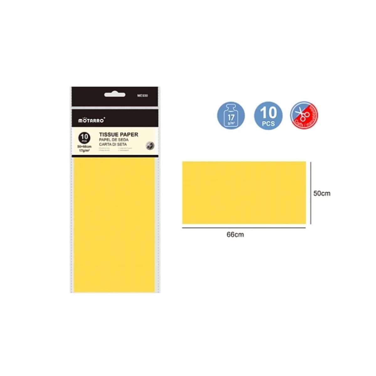 GENERICO - Papel De Seda Amarillo Mantequilla 10 Pcs