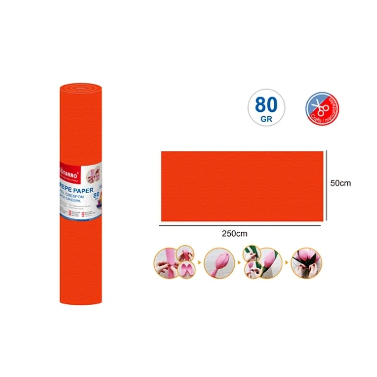 GENERICO - Papel Crepé Naranjo 50250 Cm 80G