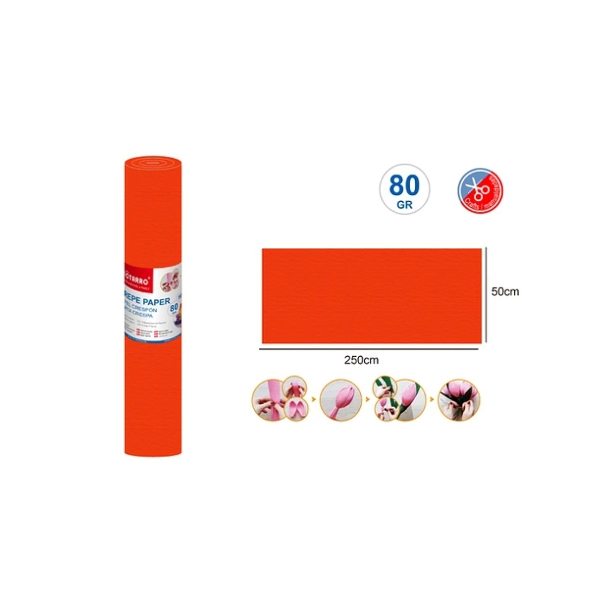 GENERICO - Papel Crepé Naranjo 50250 Cm 80G