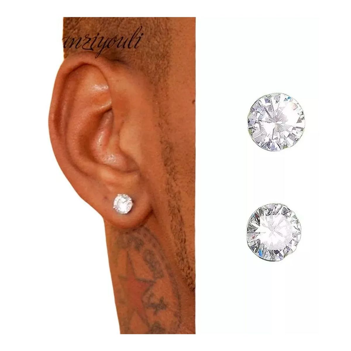 GENERICO - Aros De Joya Hombre Acero Inoxidable Brillantes Moda Blanco