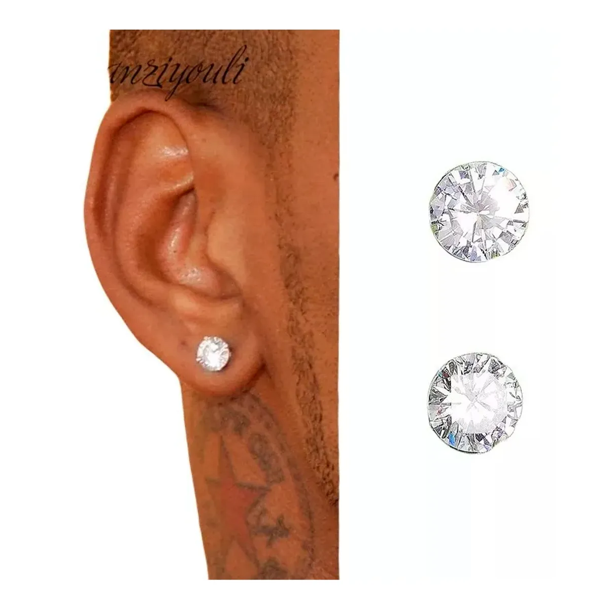 GENERICO - Aros De Joya Hombre Acero Inoxidable Brillantes Moda Blanco