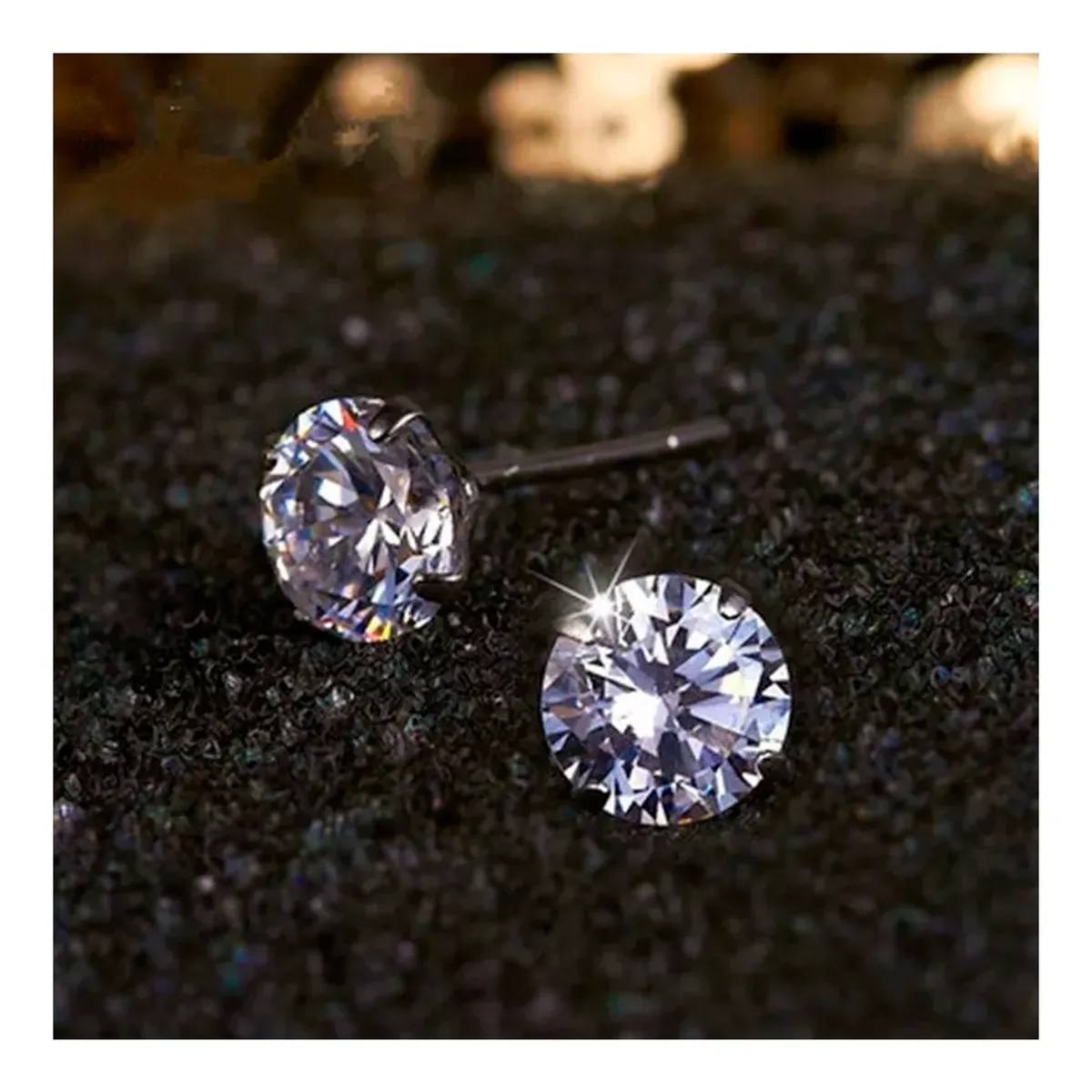 GENERICO - Aros De Joya Hombre Acero Inoxidable Brillantes Moda Blanco