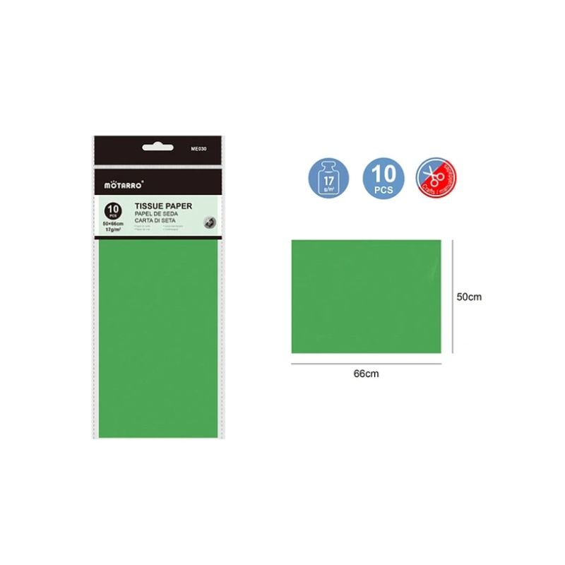 GENERICO - Papel De Seda Verde 5066Cm 17G 10Pcs