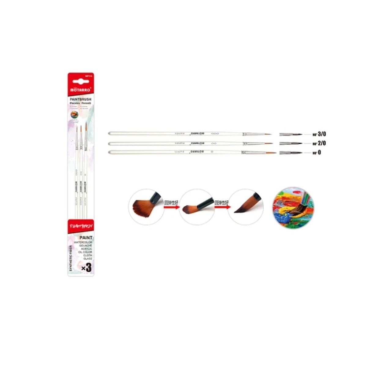 GENERICO - Pinceles 3 Medidas Para Pintar