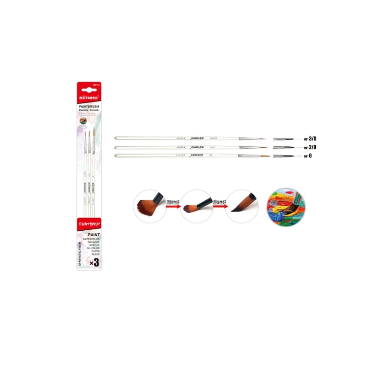 GENERICO - Pinceles 3 Medidas Para Pintar