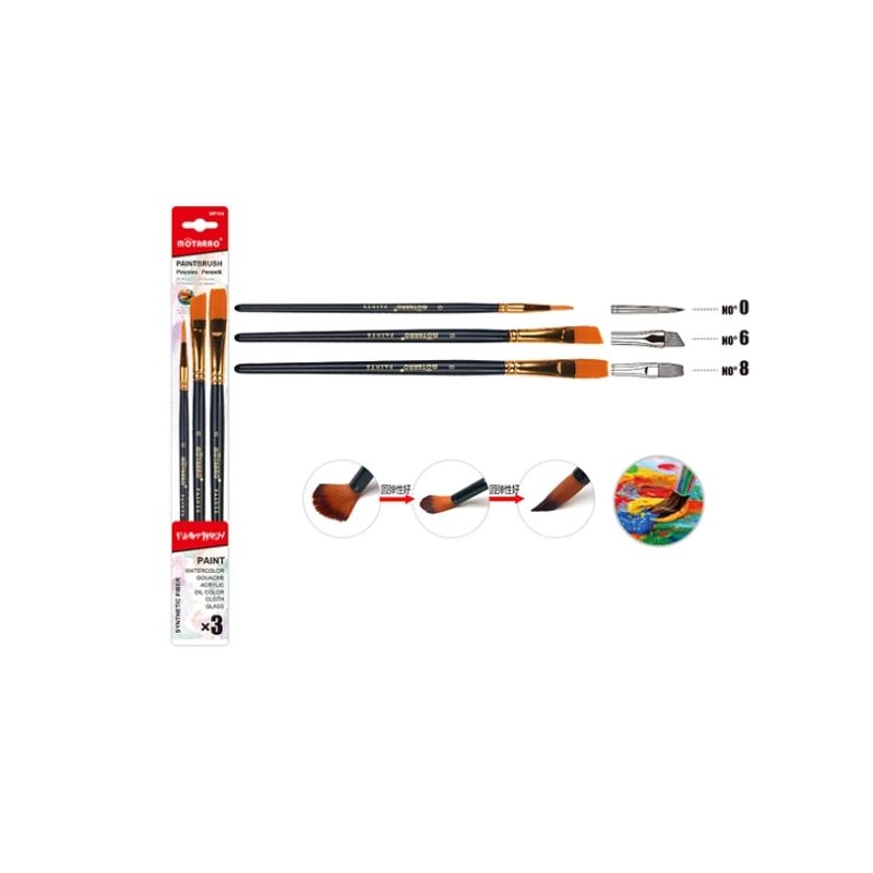 GENERICO - Set 3 Pinceles Negros 3 Formas