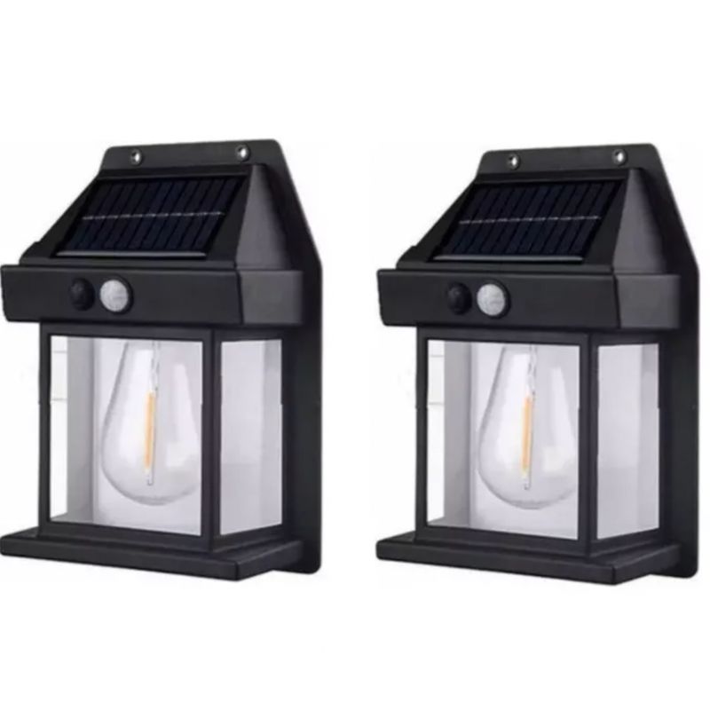 GENERICO - Pack 2 Farol Solar De Pared Sensor Movimiento Luz Cálida