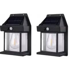 GENERICO - Pack 2 Farol Solar De Pared Sensor Movimiento Luz Cálida