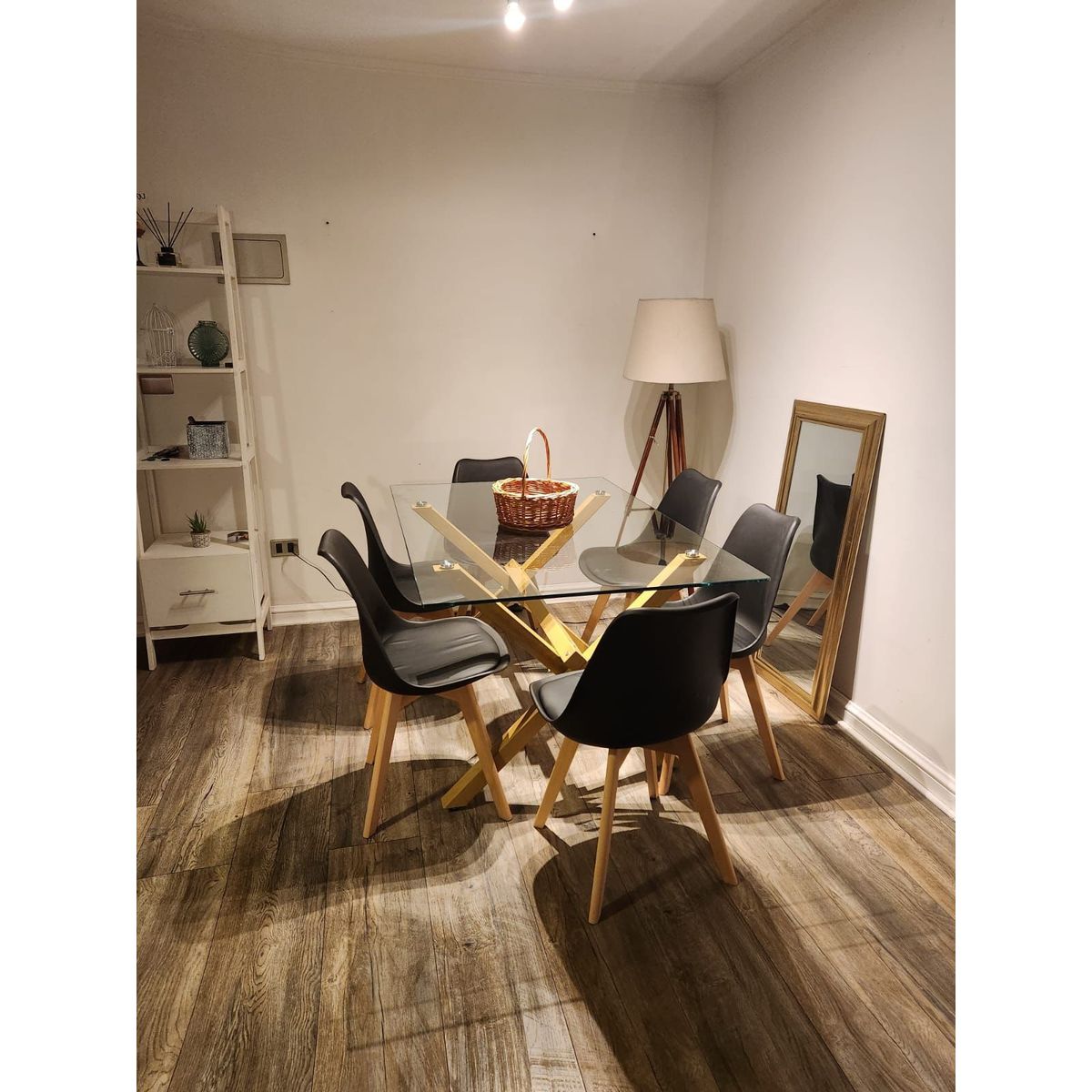 GENERICO - JUEGO COMEDOR 140X90 MAS 6 SILLAS TULIP NEGRO