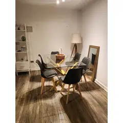 GENERICO - JUEGO COMEDOR 140X90 MAS 6 SILLAS TULIP NEGRO