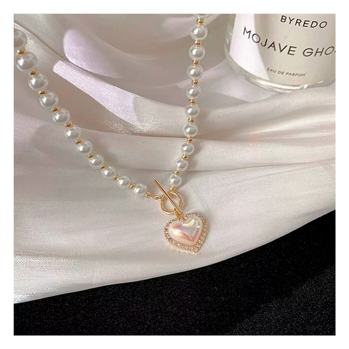 GENERICO - Collar De Perlas Con Corazón Mujer Blanco Moda