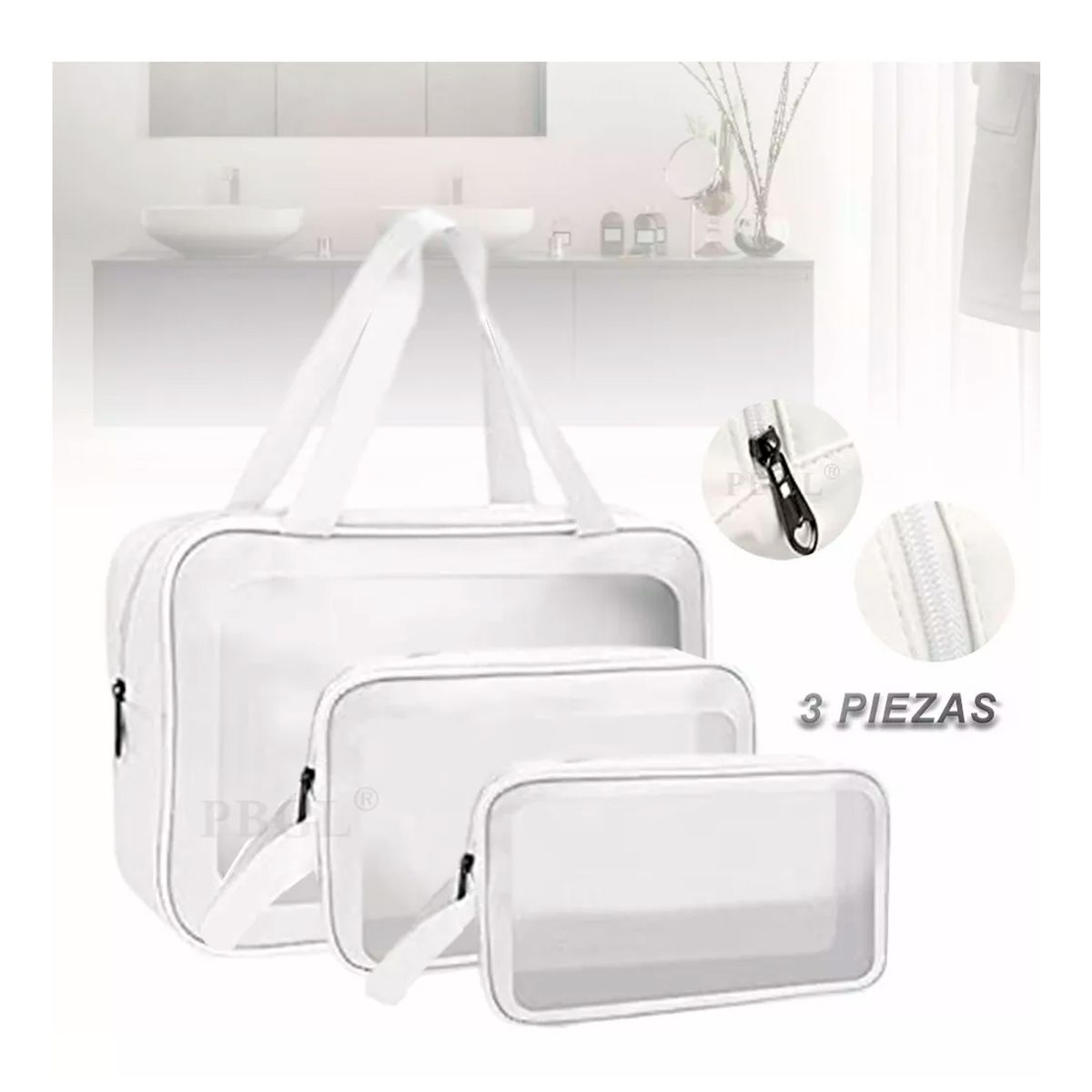 GENERICO - Neceser Organizador Bolsa De Cosméticos Transparente 3pcs
